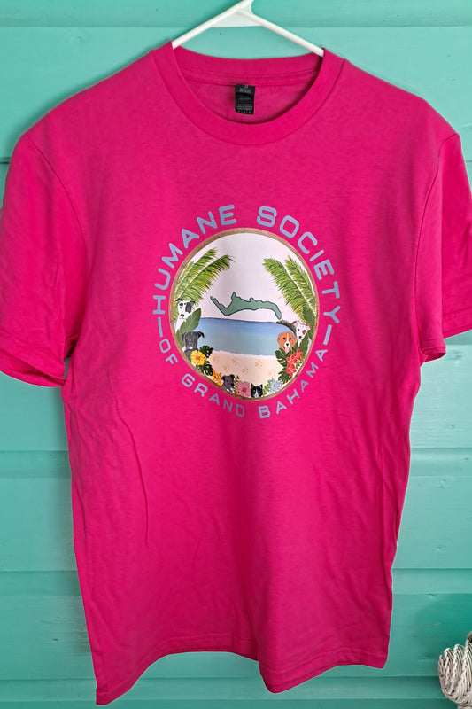 Humane Society of Grand Bahama Tee Shirt-Heliconia (Dark Pink)